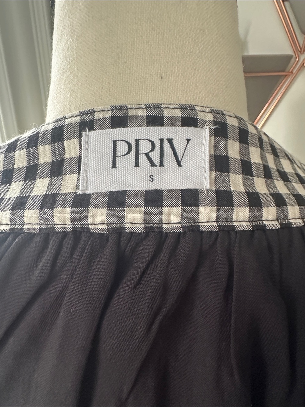 PRIV Women’s Black & White Gingham Maxi Skirt with Front Buttons - Picture 5 of 7